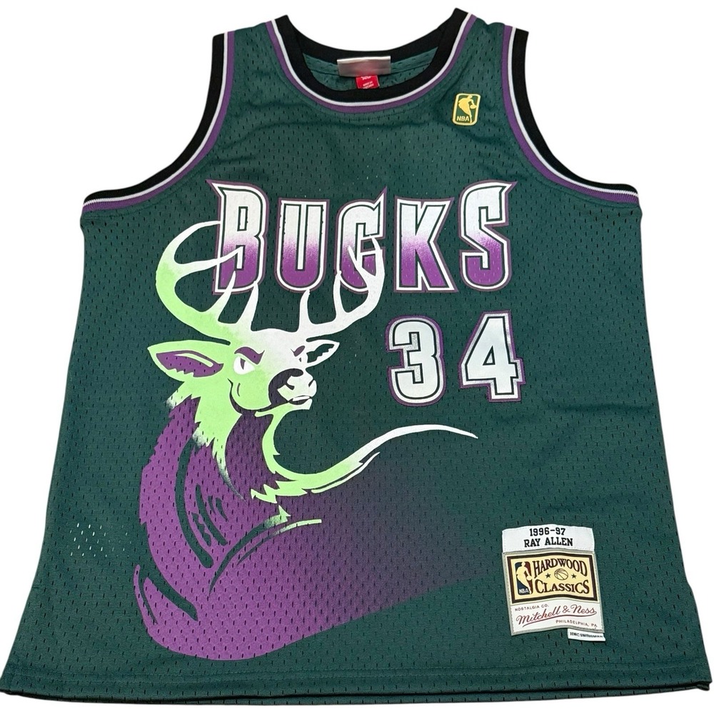 Milwaukee Bucks Ray Allen Green Mitchell & Ness BasketballJersey Kids L